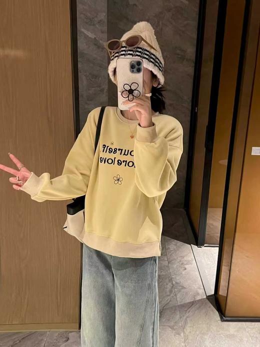 女王节抢购价-不支持退【自营】🔥🔥🔥品质奥粒绒厚款【重工刺绣】95%棉 2025精致花朵字母宽松短款卫衣-喜出 商品图1