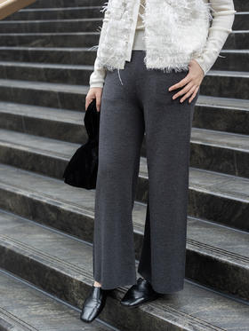 盛唐婧 | 重磅精纺羊毛针织阔腿裤-灰(尺码偏小 拍大一码)