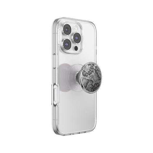 【蕾丝花序】暗夜蕾丝花 POPGRIP泡泡骚手机粘贴式气囊支架 Enamel金属珐琅系列 黑色 商品图3