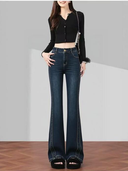 🔥🔥【2025爆款牛仔】磨毛绒立体微喇裤～9619女神秋冬磨毛微喇裤-喜出 商品图2