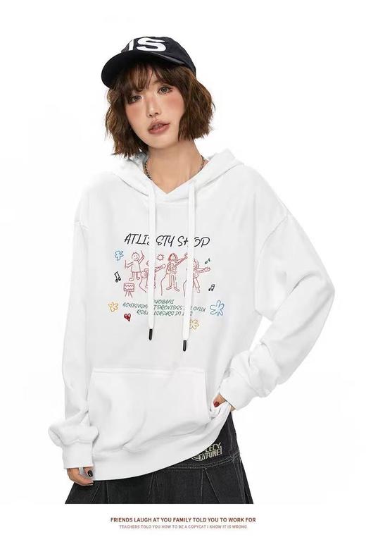 2026【潮牌卫衣】内里毛圈～（连帽）设计感音乐人物宽松大版卫衣-喜出 商品图3