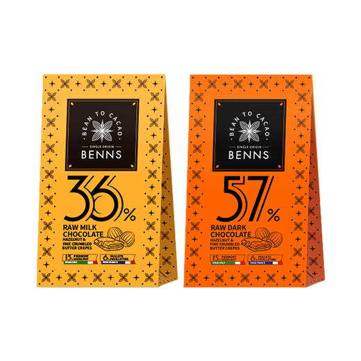 贝纳丝榛子黄油薄脆生巧克力制品（57%可可含量）/牛奶生巧克力制品（36%可可含量）世界味觉的三重凑 榛子+黄油薄脆+生巧克力 045395/045396 商品图0