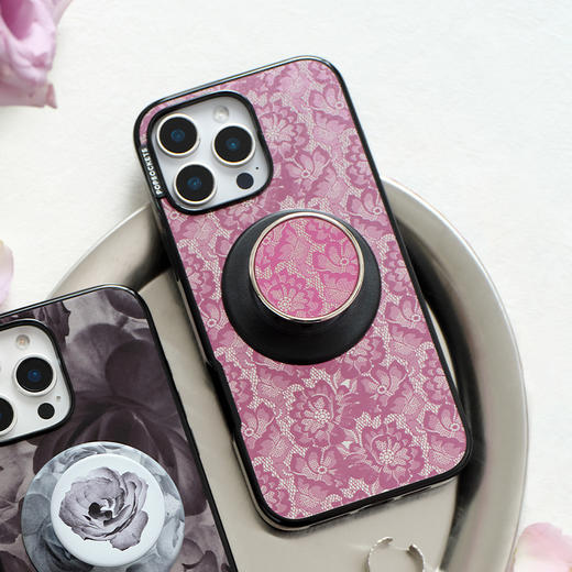 【蕾丝花序】微醺蕾丝花 POPCASE手机壳 MagSafe Popcase磁吸款 镜面壳 紫色 iPhone17/16/15/14/13 商品图1