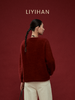 LIYIHAN岁暖红 2025冬季新款圆领毛衣红色女拉绒绵羊毛保暖针织衫 商品缩略图4