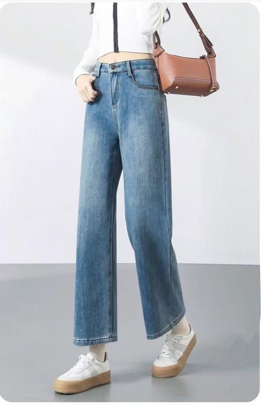 🔥🔥【2025爆款牛仔】波浪边口袋密密绒～6883窄版小个子气质冬季加绒牛仔直筒裤-喜出 商品图2