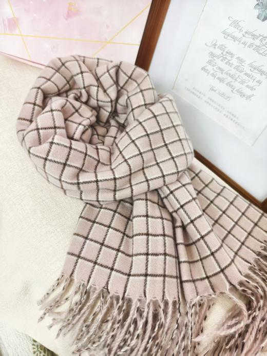 MH竹纤维女士时尚小格子流苏围巾67108 商品图3
