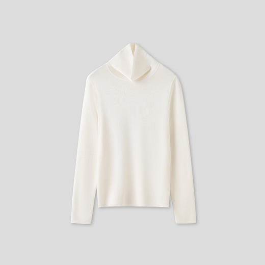 盛唐婧 | 重磅精纺羊毛高领宽松打底-白色 商品图0