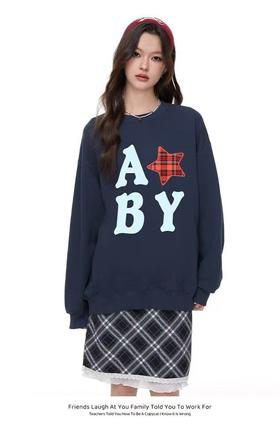 2026🔥🔥【潮牌卫衣】圆领牛奶绒～美式星星字母印花加绒牛奶绒卫衣-喜出