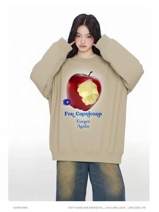 🔥🔥【潮牌卫衣】圆领牛奶绒～3D立体苹果情侣宽松加绒卫衣-喜出 商品图0