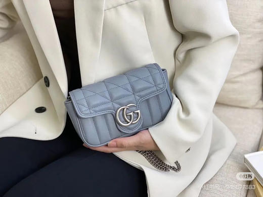 GUCCI 双g 马蒙 灰色 mini 斜挎包 商品图1