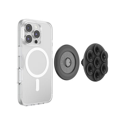 【Suck up 泡泡吸】极夜黑·MagSafe圆啪嗒 MAGSAFE磁吸手机气囊支架 Round圆啪嗒系列 黑色 吸盘 墙面支架 商品图3