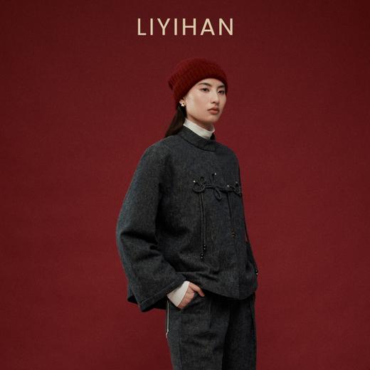 LIYIHAN写意集 2025冬新款国风棉麻盘扣外套女灰色夹棉小众设计感 商品图2