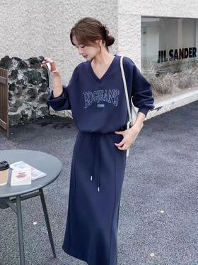 【卫衣系列】竹节刺绣字母单件V领卫衣-喜出