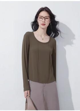 这也太好穿了吧【超值特卖】688双压线圆领超软超弹打底衫-喜出