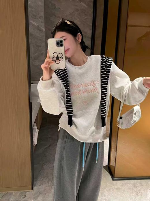女王节抢购价-不支持退【自营】🔥🔥🔥品质奥粒绒厚款【重工刺绣】95%棉 2025精致花朵字母宽松短款卫衣-喜出 商品图4