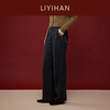 LIYIHAN写意集 2025冬季新款棉麻休闲直筒裤灰色女裤子小众设计感 商品缩略图3