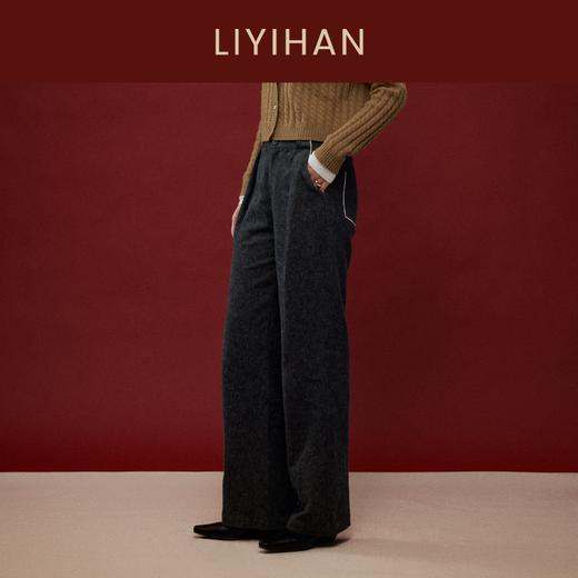 LIYIHAN写意集 2025冬季新款棉麻休闲直筒裤灰色女裤子小众设计感 商品图3