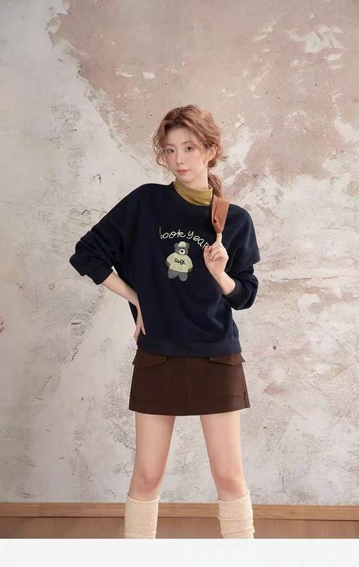 清了！清！不支持退货【自营】【工艺卫衣】egg品牌爆款～重工刺绣～精致小熊字母刺绣宽松短款卫衣-喜出 商品图2