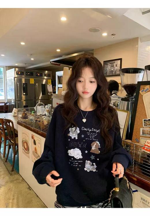 清了！清！不支持退货【自营】【工艺卫衣】egg品牌爆款～狗狗印花短款卫衣-喜出 商品图4