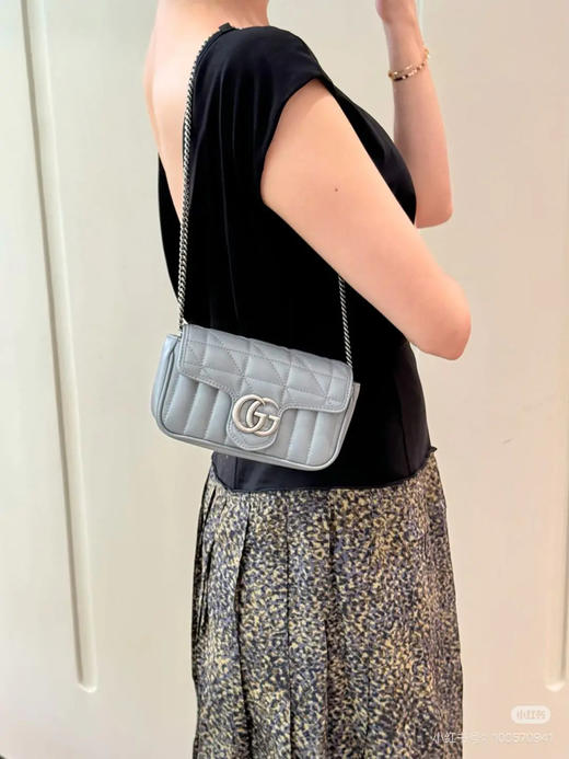 GUCCI 双g 马蒙 灰色 mini 斜挎包 商品图3