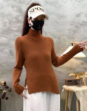 【超值特卖】高领侧开叉针织修身毛衣-喜出