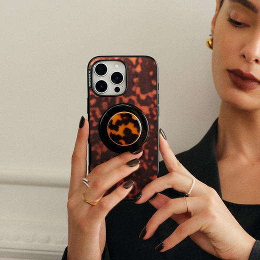 【蕾丝花序】烟琥珀·MagSafe圆啪嗒 MAGSAFE磁吸手机气囊支架 Round圆啪嗒系列 黑色 商品图1