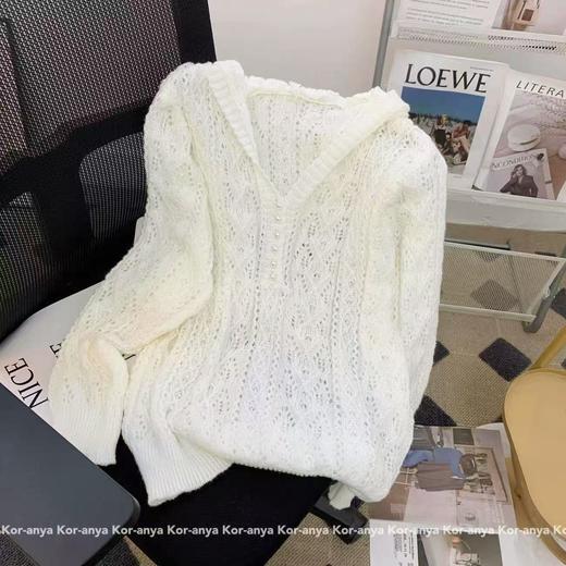 【超值特卖】连帽镂空针织毛衫毛衣-喜出 商品图0