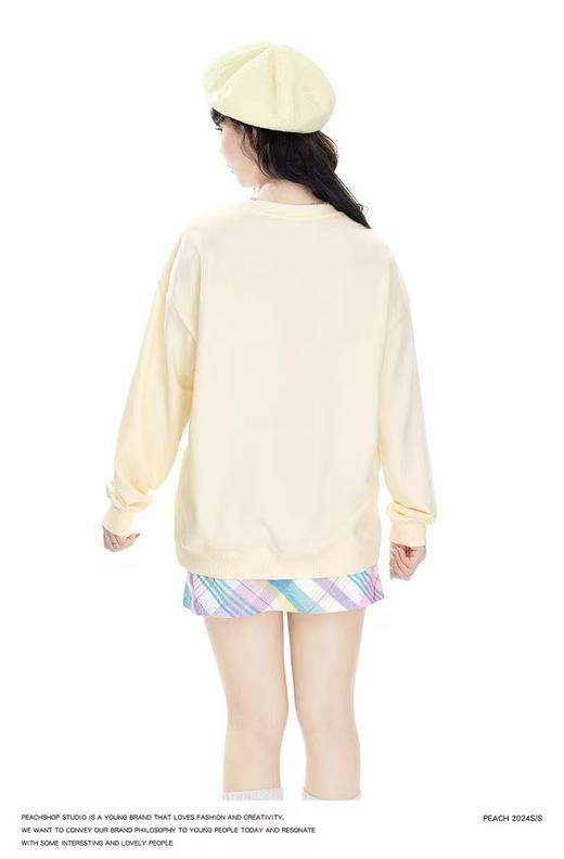 418良粉节|2026 活动爆款-不支持退【自营】2026🔥🔥【潮牌卫衣】圆领牛奶绒～日系格子猫咪印花加绒牛奶绒卫衣-喜出 商品图3