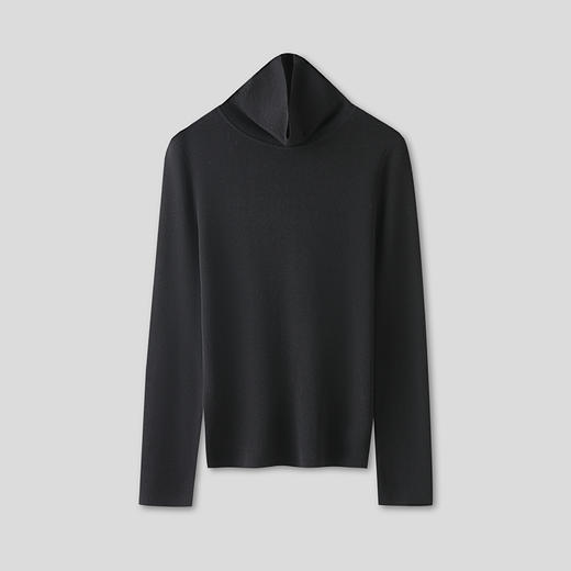 盛唐婧 | 重磅精纺羊毛高领宽松打底-黑色 商品图0