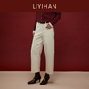 LIYIHAN写意集 2025年冬季新款羊绒混纺直筒休闲裤米白色女九分裤 商品缩略图1