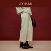 LIYIHAN写意集 2025年冬季新款羊绒混纺直筒休闲裤米白色女九分裤 商品缩略图3