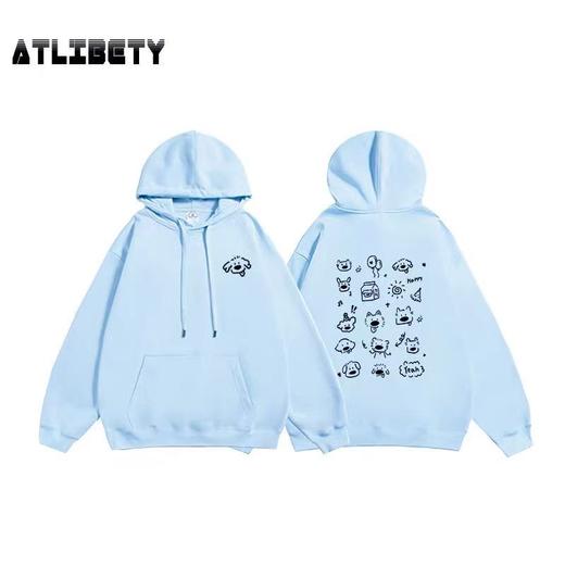 2026🔥🔥【潮牌卫衣】连帽牛奶绒～情侣款手绘小狗加绒牛奶绒卫衣-喜出 商品图2