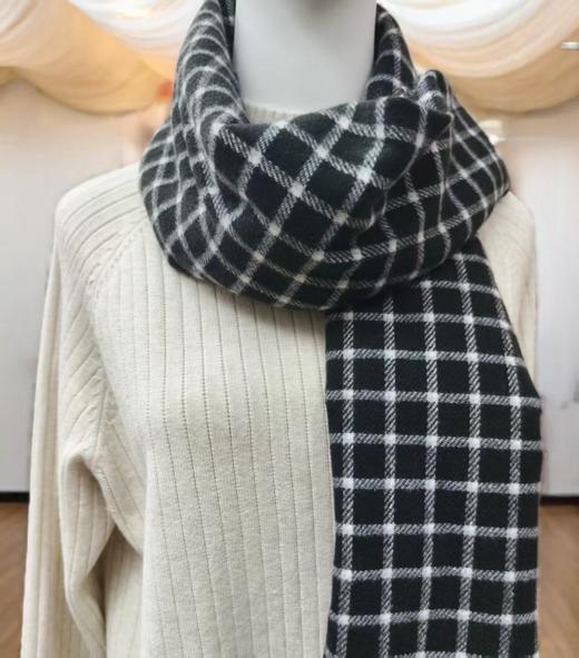 MH竹纤维女士时尚小格子流苏围巾67108 商品图9