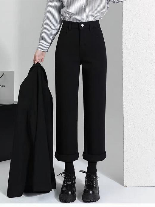 抢购价-不支持退【自营】🔥🔥【2025爆款牛仔】加绒加厚～6631冬季百搭烟管裤窄版直筒裤小黑裤-喜出 商品图1