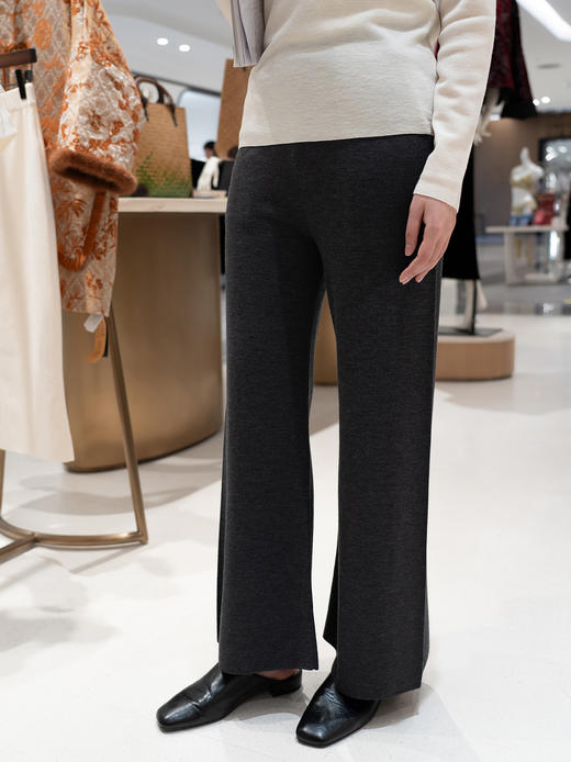 盛唐婧 | 重磅精纺羊毛针织阔腿裤-黑(尺码偏小 拍大一码) 商品图0