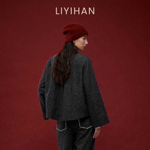 LIYIHAN写意集 2025冬新款国风棉麻盘扣外套女灰色夹棉小众设计感 商品图4