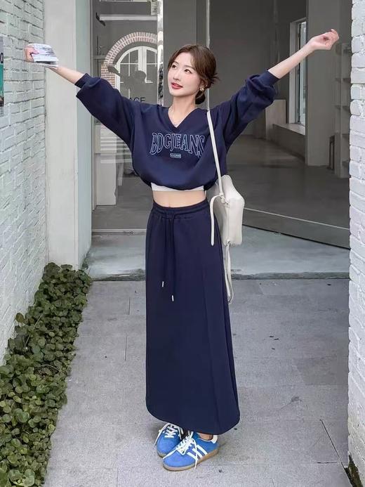 【卫衣系列】竹节刺绣字母单件V领卫衣-喜出 商品图2