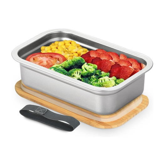 美国 高品质 食品级不锈钢便当盒 天然竹制密封盖饭盒 450Ml 环保健康 商品图0