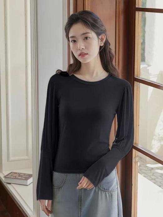 女王节抢购价-不支持退【超值特卖】莫代尔灯笼袖泡泡袖软料打底衫-喜出 商品图1