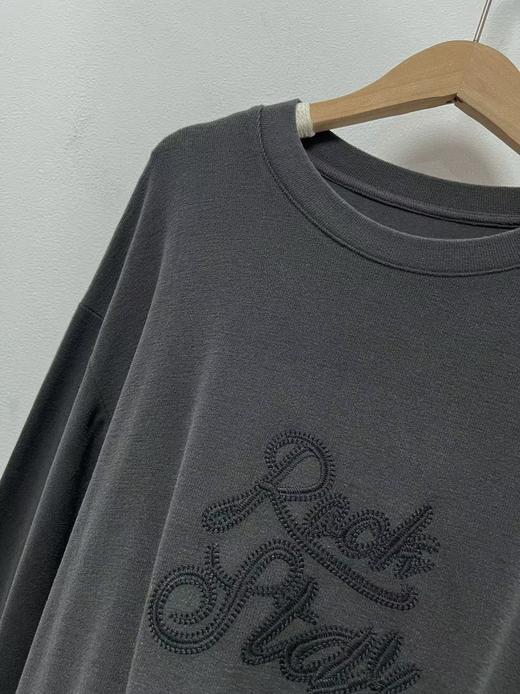 【超值特卖】1194肌理感麦穗绣字母高弹力超软糯长袖T恤-喜出 商品图2