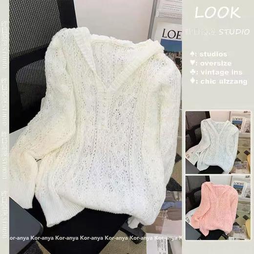 【超值特卖】连帽镂空针织毛衫毛衣-喜出 商品图2