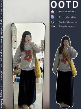 🔥🔥【潮牌卫衣】圆领牛奶绒～情侣款3D逼真加绒牛奶绒卫衣-喜出