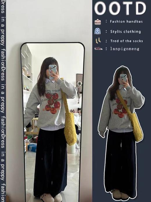 🔥🔥【潮牌卫衣】圆领牛奶绒～情侣款3D逼真加绒牛奶绒卫衣-喜出 商品图0