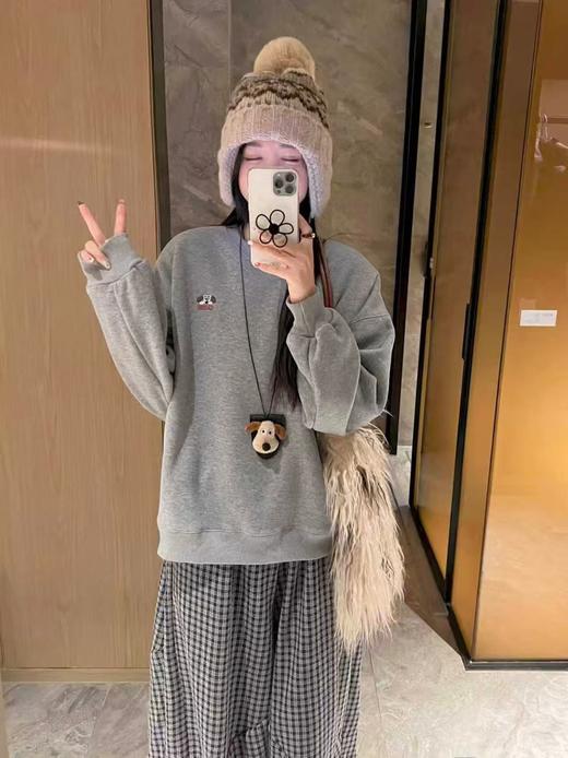 女王节抢购价-不支持退【自营】🔥🔥🔥品质奥粒绒【重工刺绣】95%棉 2025 爆款可爱狗狗加绒宽松短款卫衣-喜出 商品图1