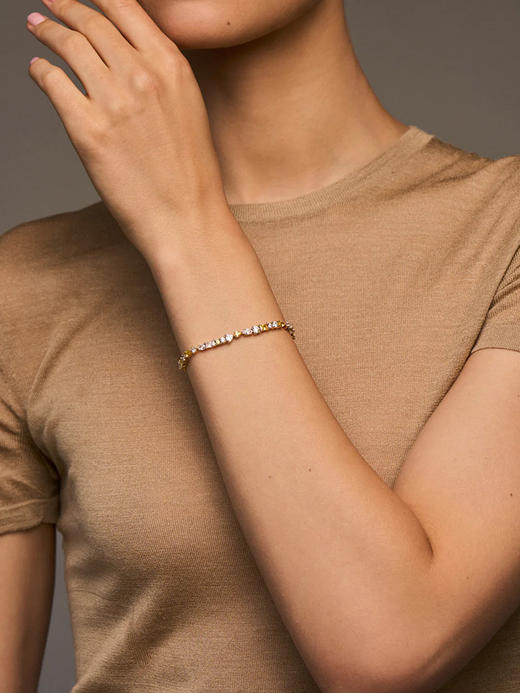 北京仓｜Lili Claspe-Mavis Tennis-网球 金色 双色锆石 手链［美国设计师］ 商品图0