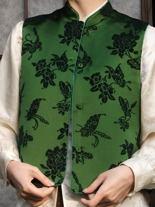 盛唐牡丹 | 翡翠绿漳缎马甲 商品图2