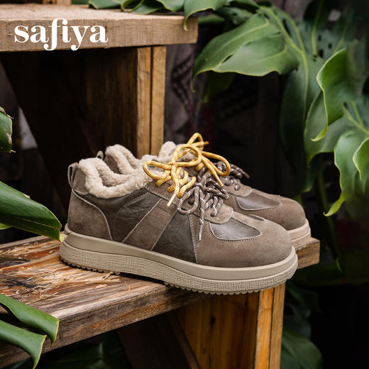 预售|Safiya/索菲娅2025复古毛毛鞋厚底休闲圆头双系带加绒保暖德训鞋SFD4112083 商品图1