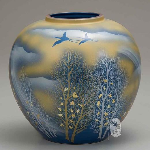 日本原装进口九谷烧日式台面陶瓷花瓶客厅居家摆件装饰品创意礼品九谷烧金云木立花瓶23.5cm 商品图1