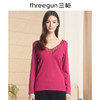Threegun三枪 维耐寒德绒花边V领长袖女衫-22552A921 商品缩略图0