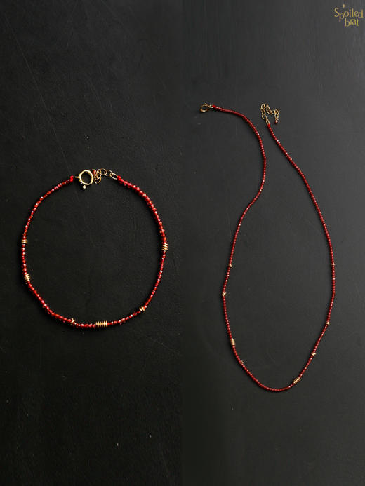 SpoiledBrat Jewelry钱币系列 | 石榴石 青金石 黑尖晶钱币项链 商品图1